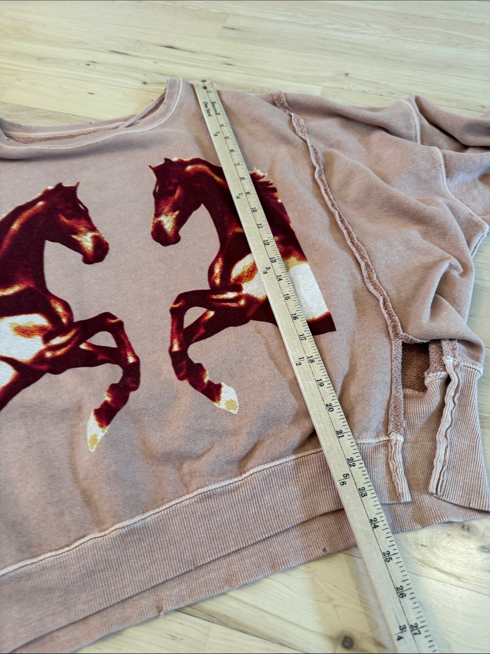Free People Graphic Camden Pullover Sweatshirt-Mirrored Horses-S-Boho-Cozy - Picture 5 of 6